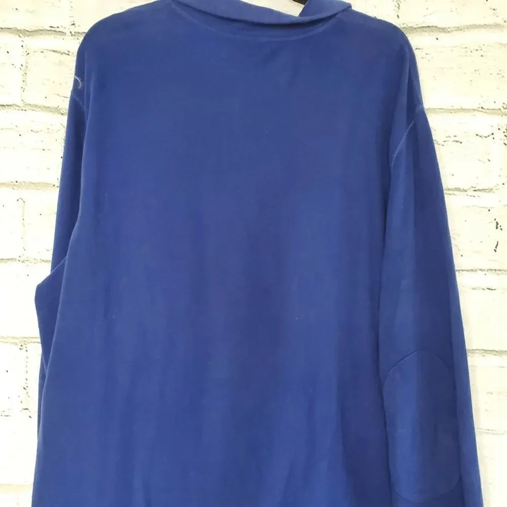 Vintage 90s Polo Ralph Lauren Sweater Blue Pony Pullover 1/4 Zip Men XXL Cotton